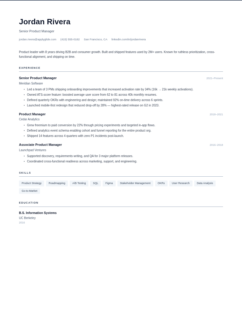 Slate resume template preview