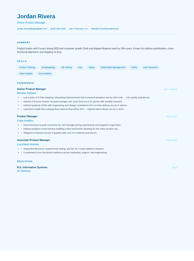 Tundra resume template preview