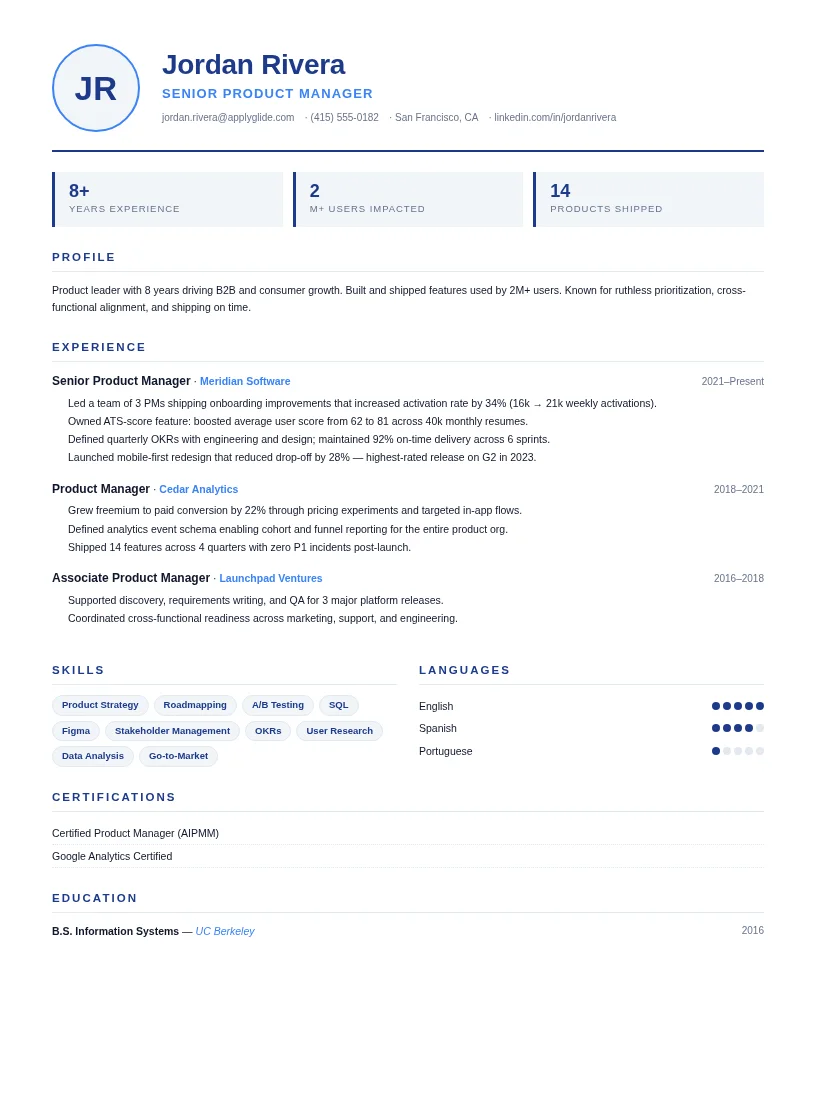 Vesper resume for Partnership Sales Manager