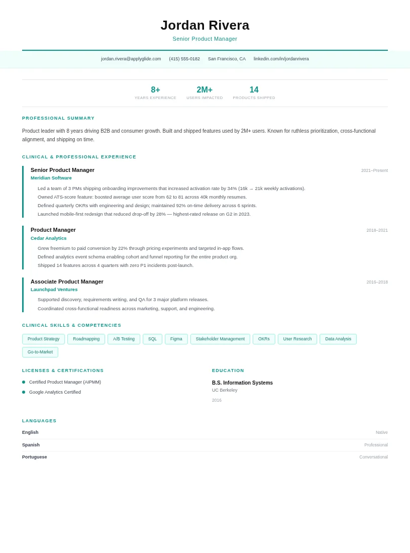 Vitalis resume for Partnership Sales Manager